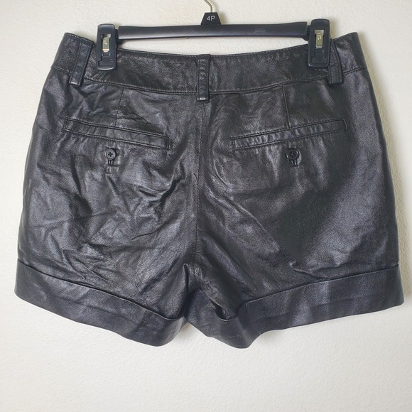 Cache Vintage 90s Y2K Women's Black Cuffed Leather Mini Shorts Size 4 - Picture 6 of 10